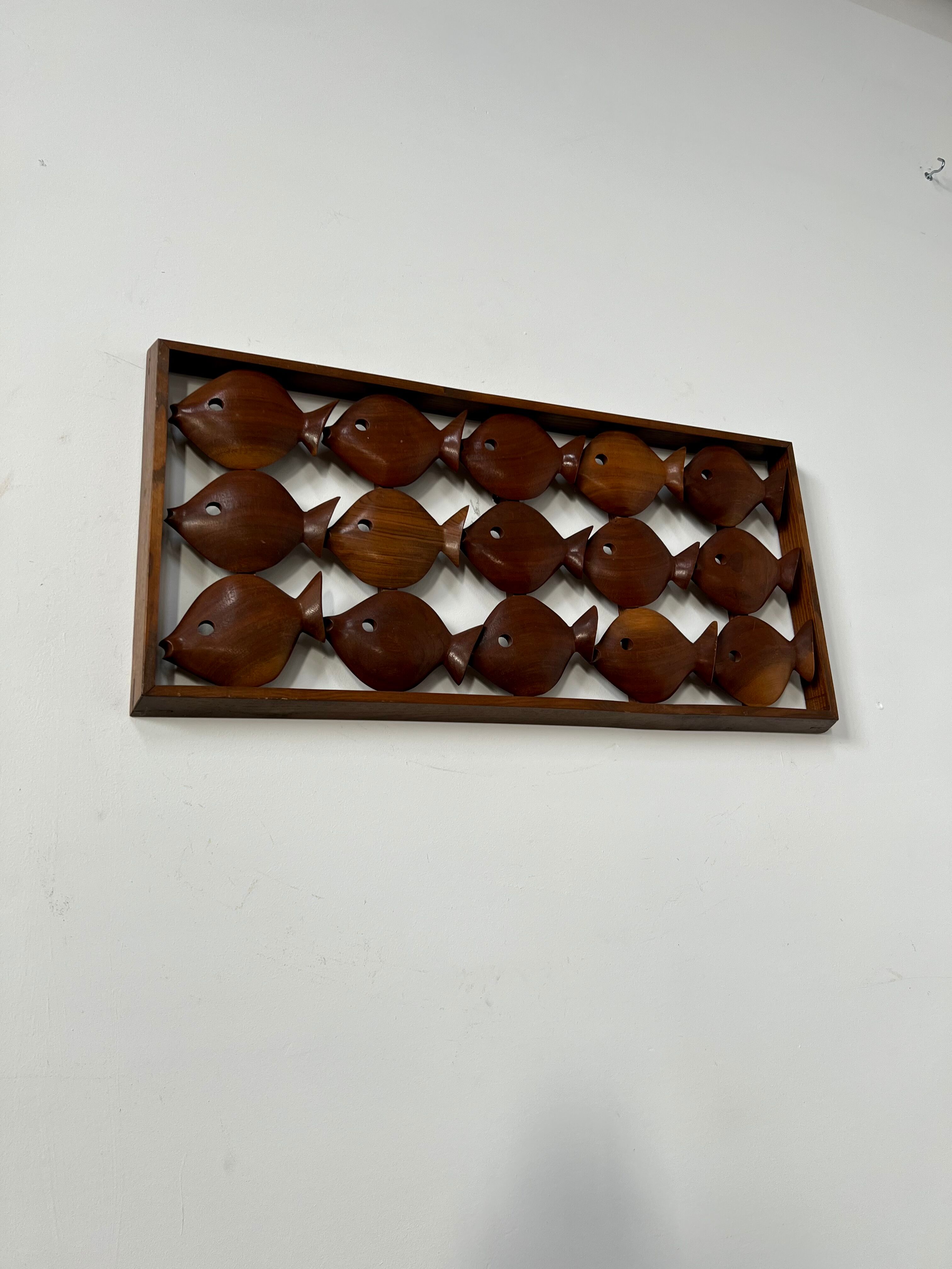 Old teak frame "fish" Scandinavian design of the 60s vintage decoration