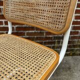 Cesca chair b32 model in white and wood by Marcel Breuer