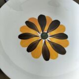 Trio of Italian 1970s deep plates, ochre brown floral decoration