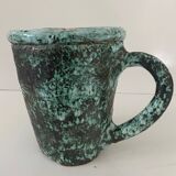 Large vintage turquoise ceramic pot from the 60s. Perfect condition. Dimensions: 20 cm high x 17 l.