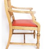 Wood and leather armchairs