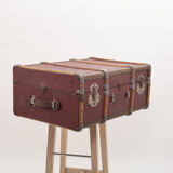 Old trunk travel suitcase burgundy color