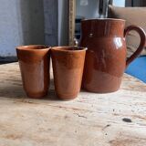 Set of 2 glasses in Digoin stoneware + carafe