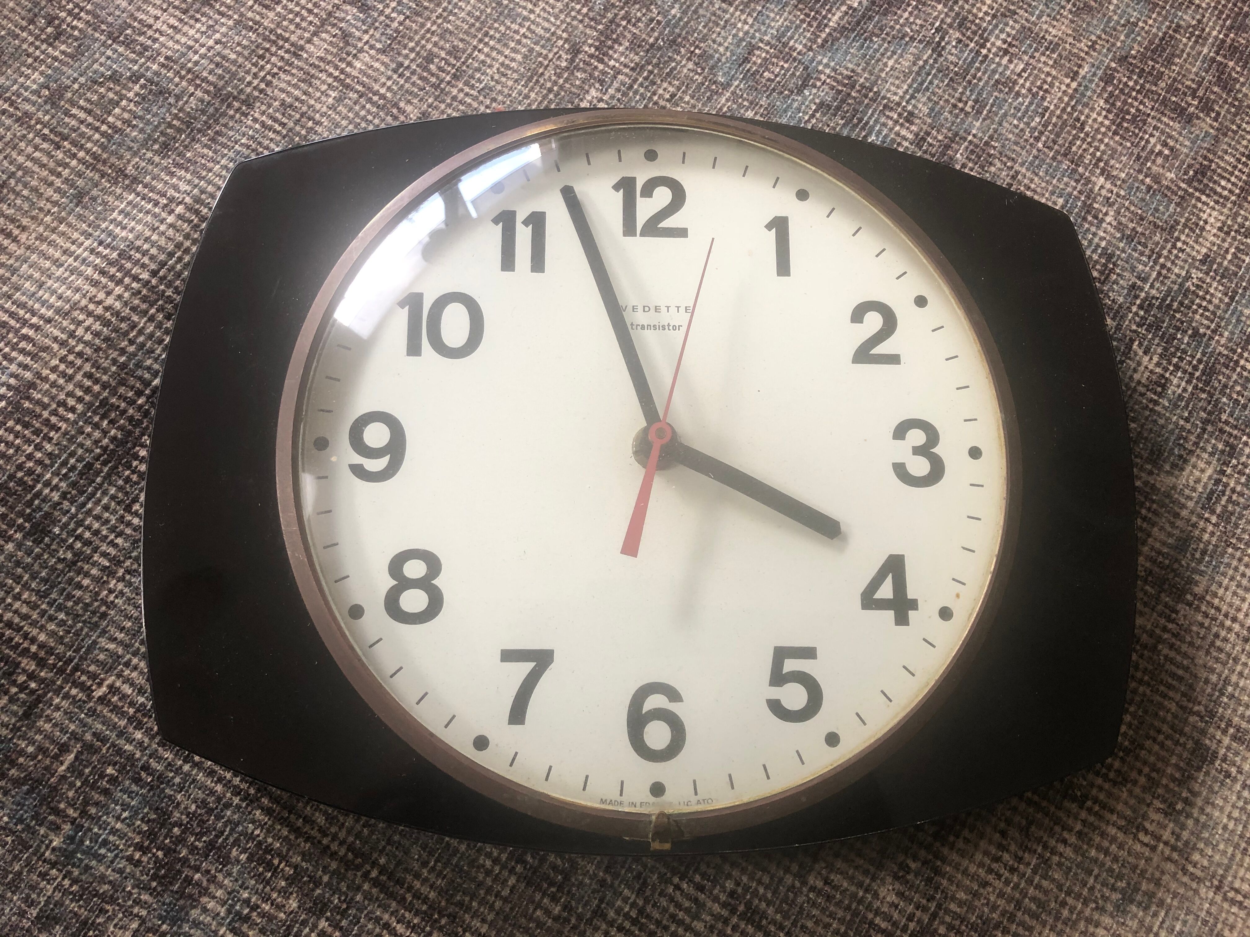 Vintage clock clock in black formica vintage design 50 - featured