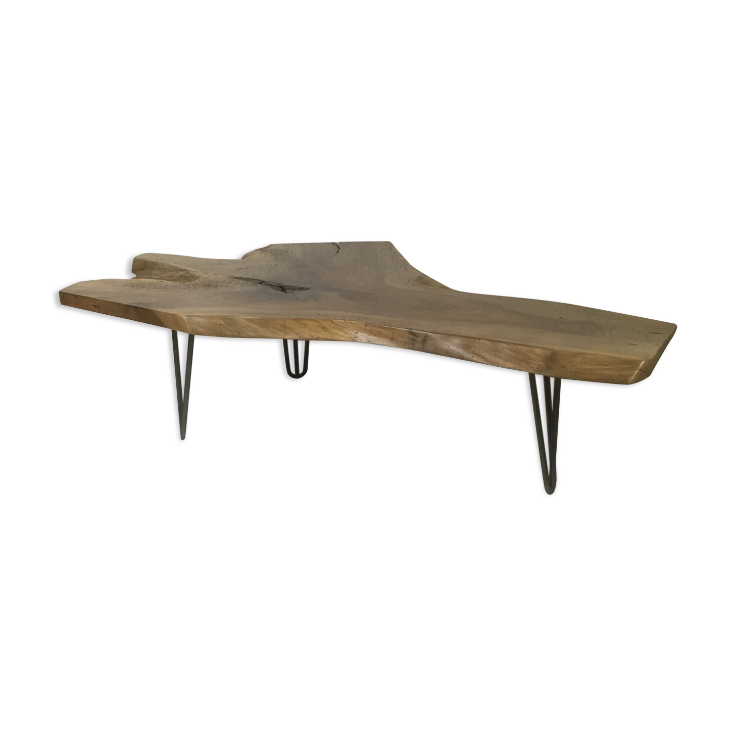 Table basse brutalist tripode pieds épingle