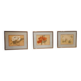 3 Chinese floral paintings on silk