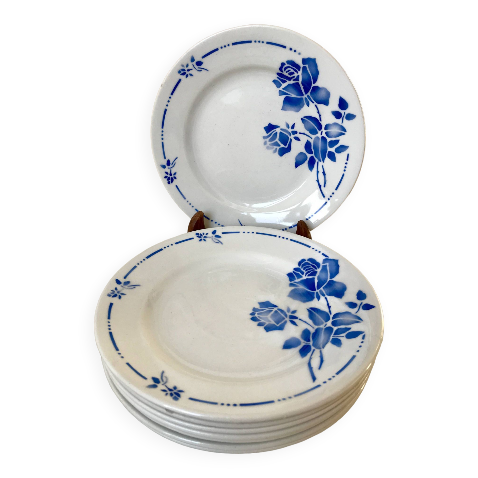 set of 8 St Amand dessert plates Gilbert model 50s