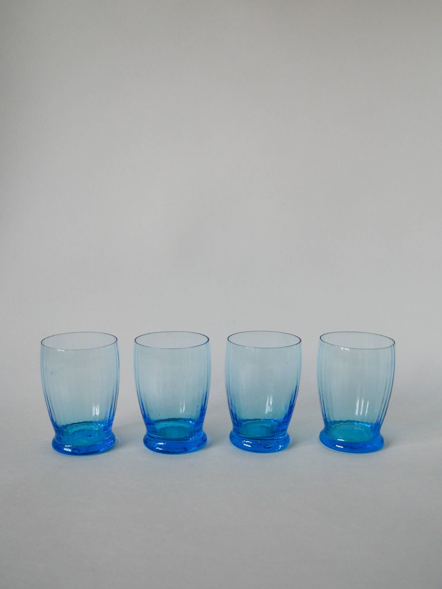 set of 4 art deco turquoise water glasses 1930