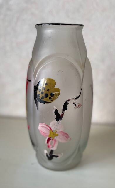 Antique frosted glass vase