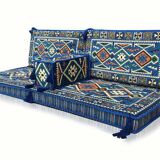 Oriental blue floor couch