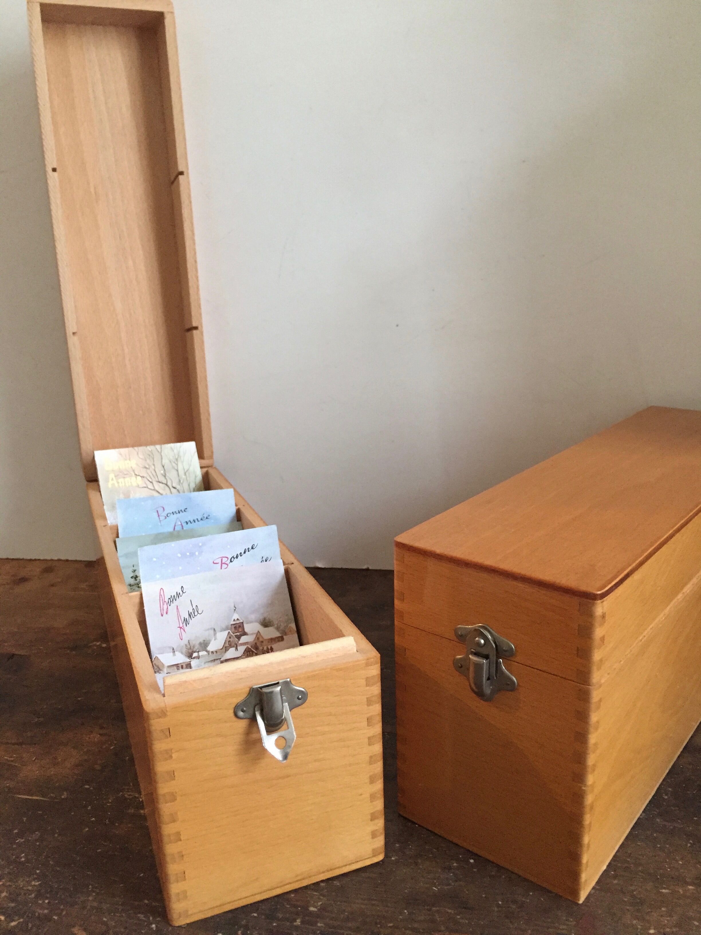 Wooden box on desk for example