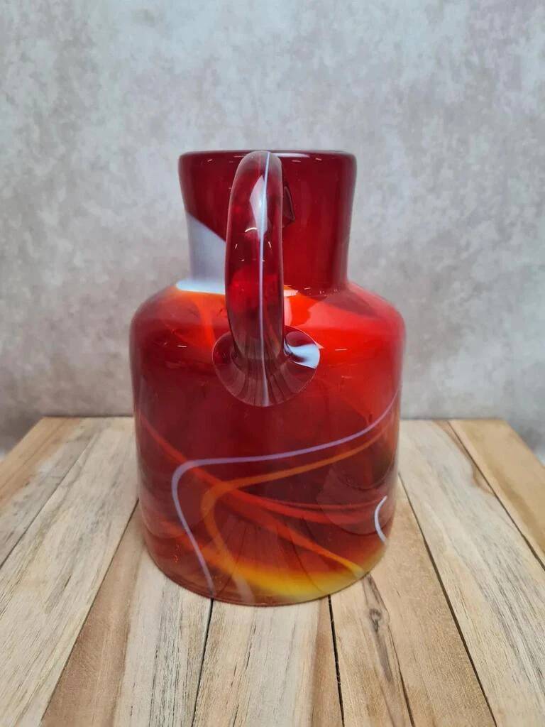 Vase / jug in blown red glass – Murano style – vintage piece from the 1970s