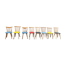 Série de 6 chaises bistrot brasserie vintage galette coloré 1950/1960