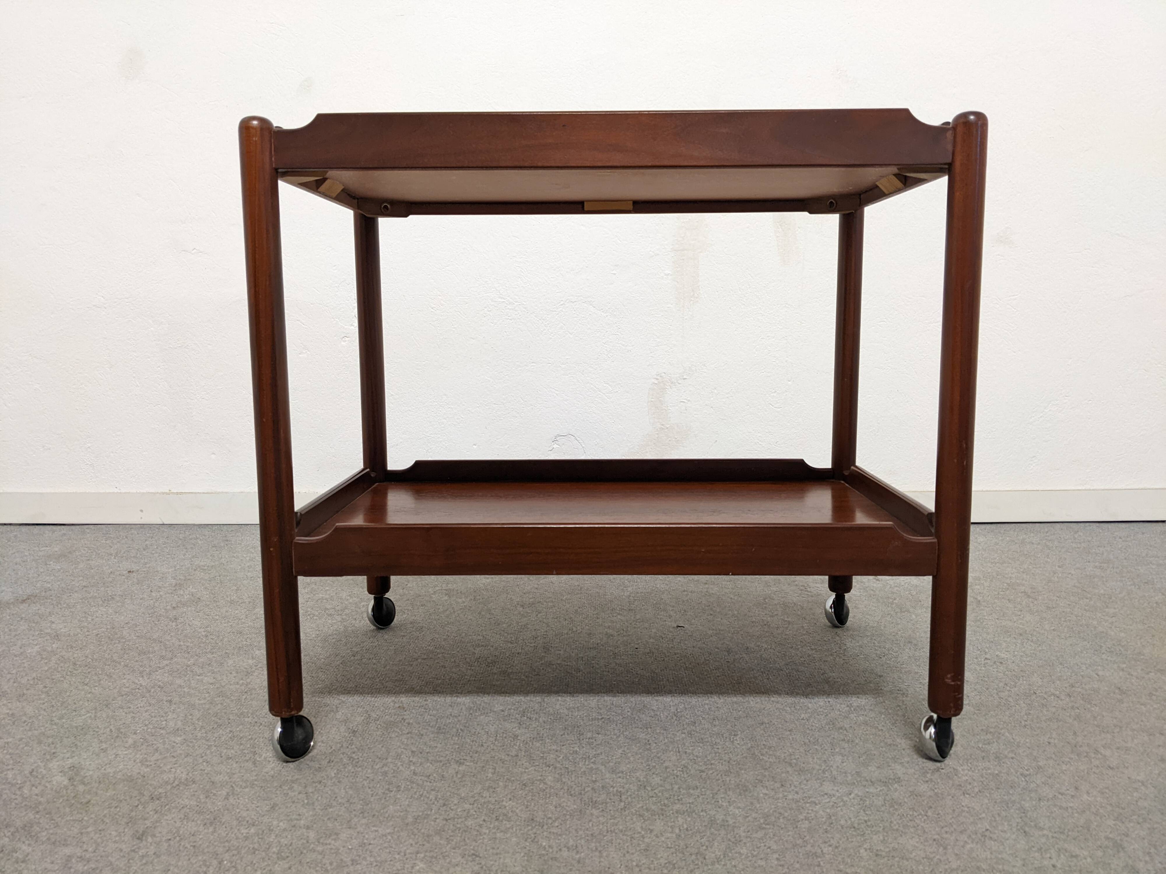 Rosewood serving table on wheels by Opal Möbel from the 60s/70s