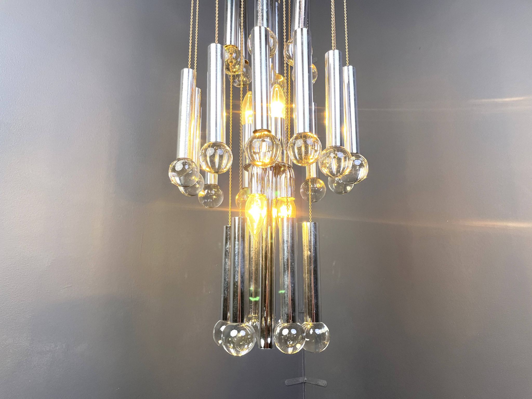 Lustre cascade chromé vintage, années 1970