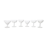 Set of 6 mismatched champagne glasses, chiseled glass