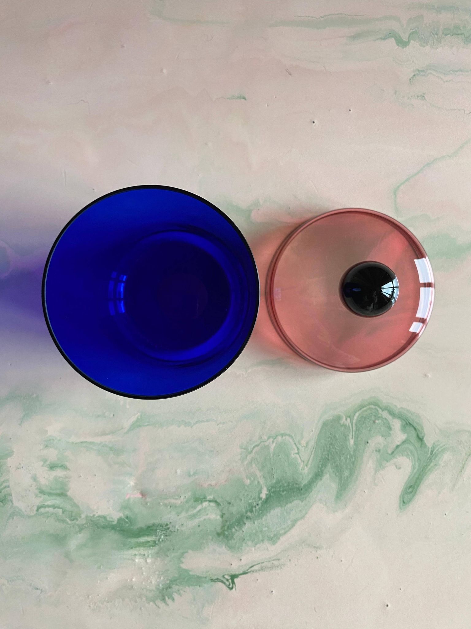 Handmade Blue, Pink and Black Glass Lidded Jar by Erik Höglund, 1992