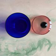 Handmade Blue, Pink and Black Glass Lidded Jar by Erik Höglund, 1992