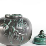 Large Art Deco Green Lidded Jar by Anna-Lisa Thomson for Upsala-Ekeby, 1930's