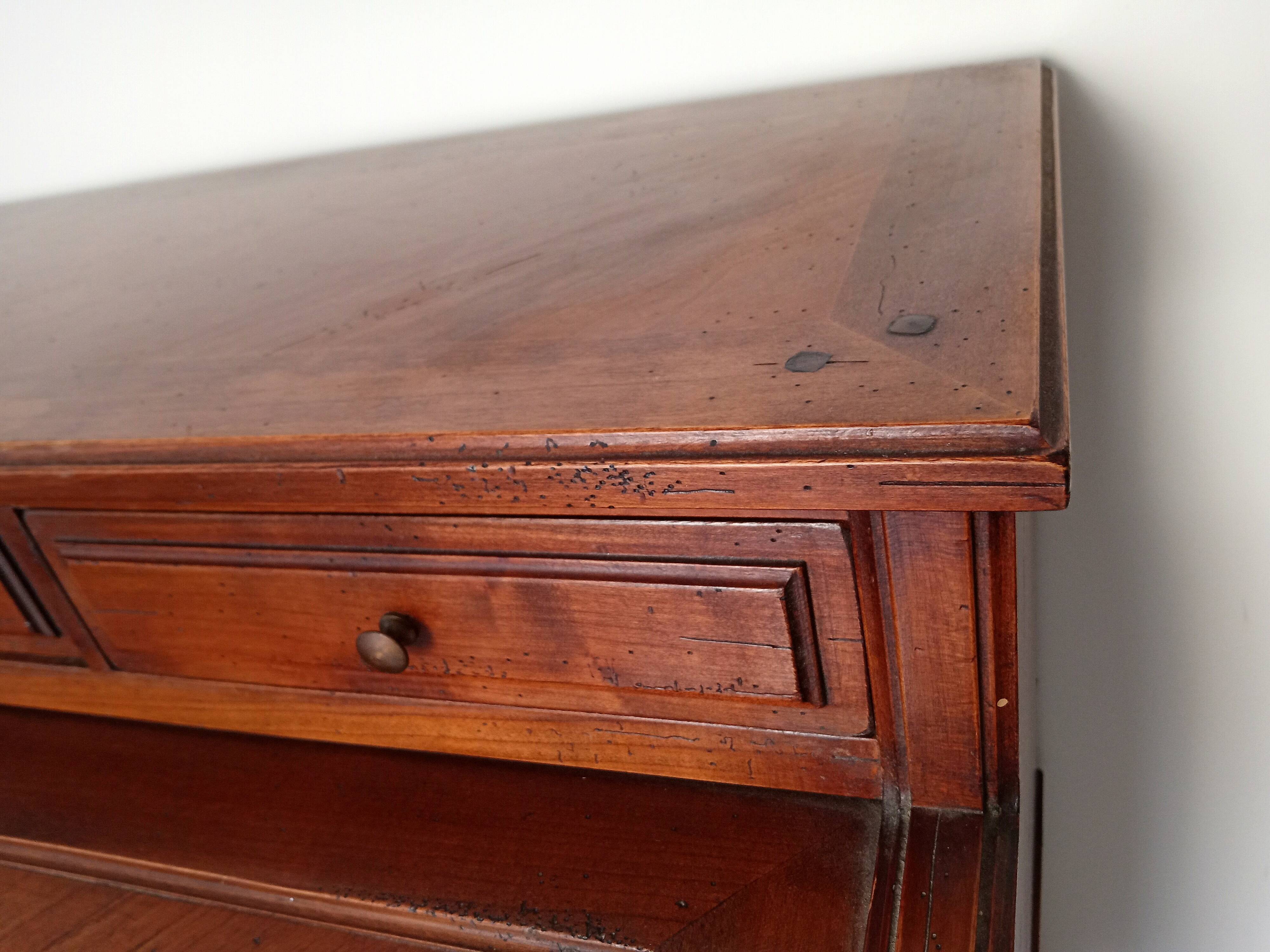 Antique wooden drop-leaf secretary, Louis XVI style.