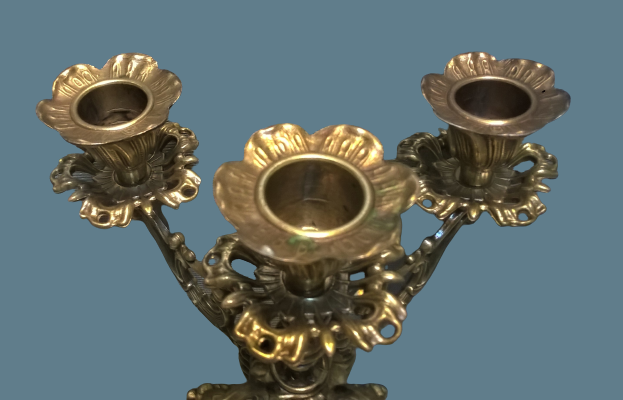 Chandelier five lights quadripod in golden regulator ~ late nineteenth