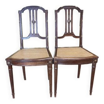 2 chaises Louis XVI en acajou