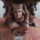 Jean-Maurice Rothschild (1902-1998) Table basse bois sculpté fer forgé et marbre