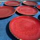 12 Assiettes en céramique sang de bœuf Chinoise des années 1950