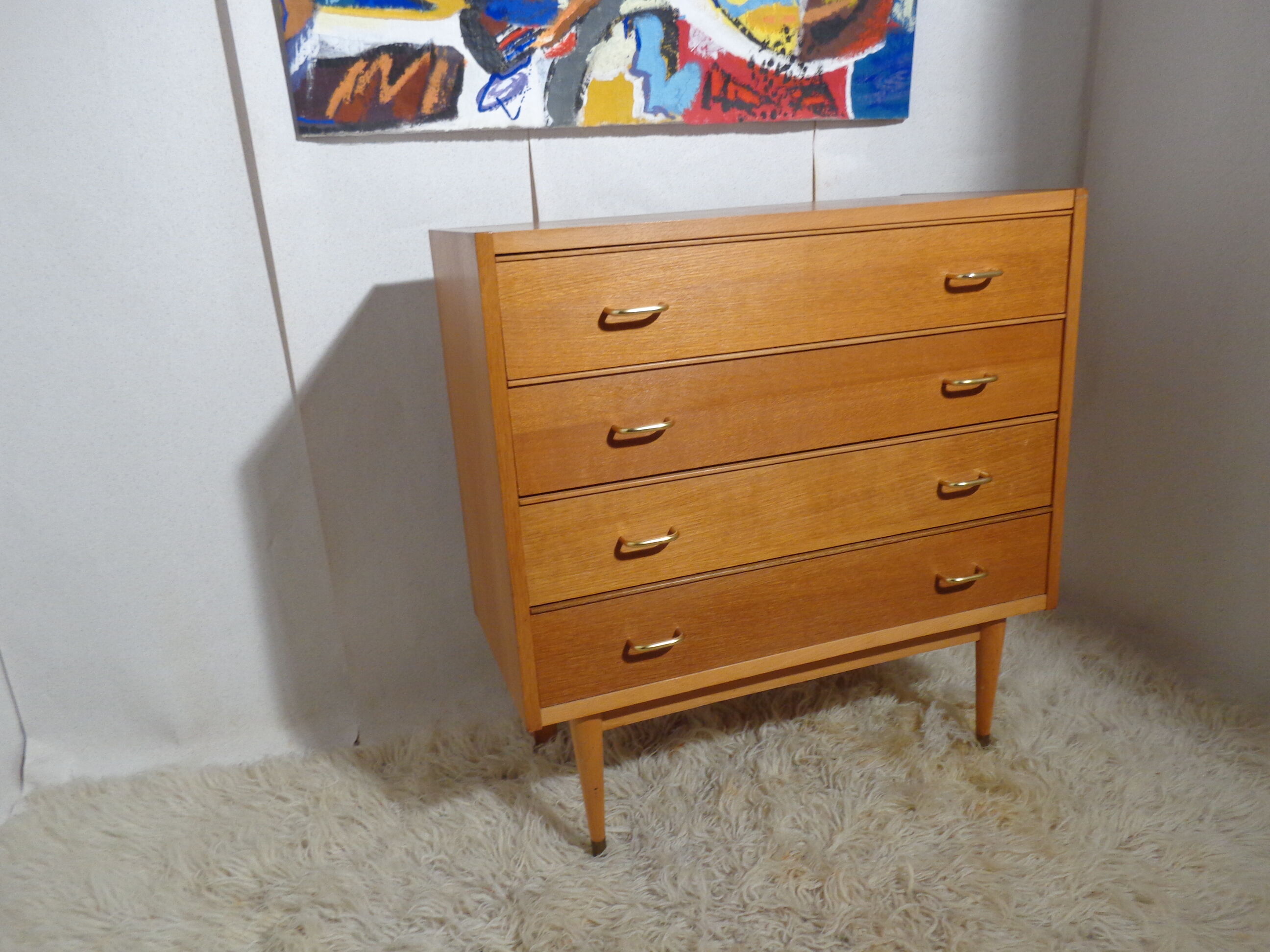 Vintage chest of drawers from the 60s honey color
