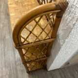 Vintage wicker rattan bookcase shelf