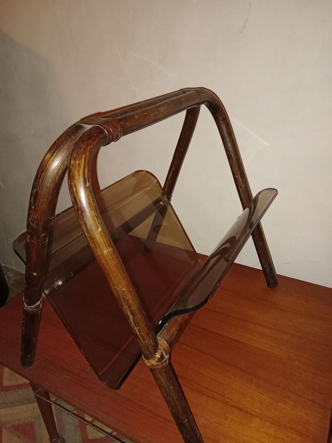 Bamboo and plexiglass magazine holder