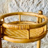 Vintage folding plant holder in bamboo and rattan, circa 1970's