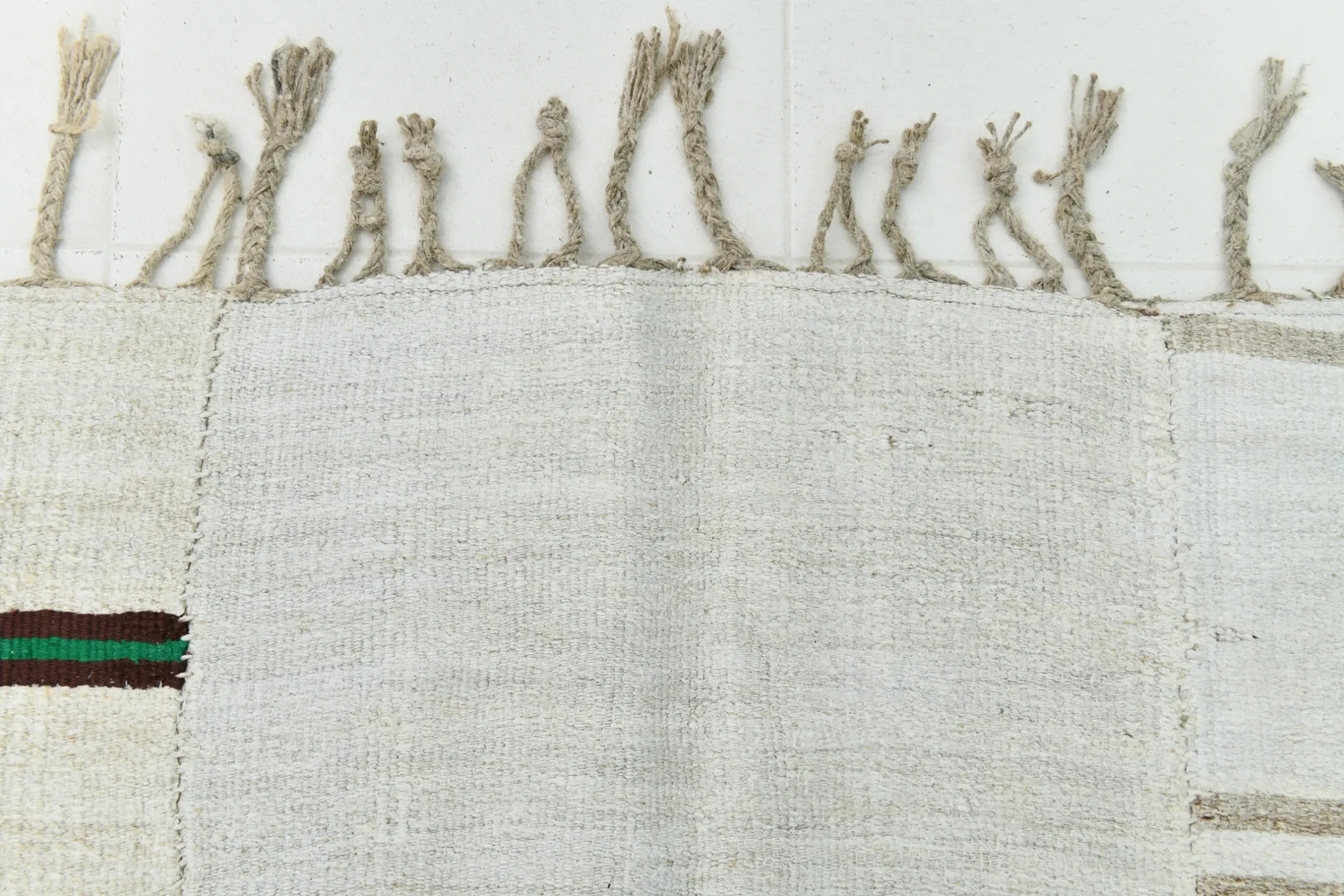 Off White & Cream Mid Century Modern Kilim Rug, Bohemian Living Room Carpet