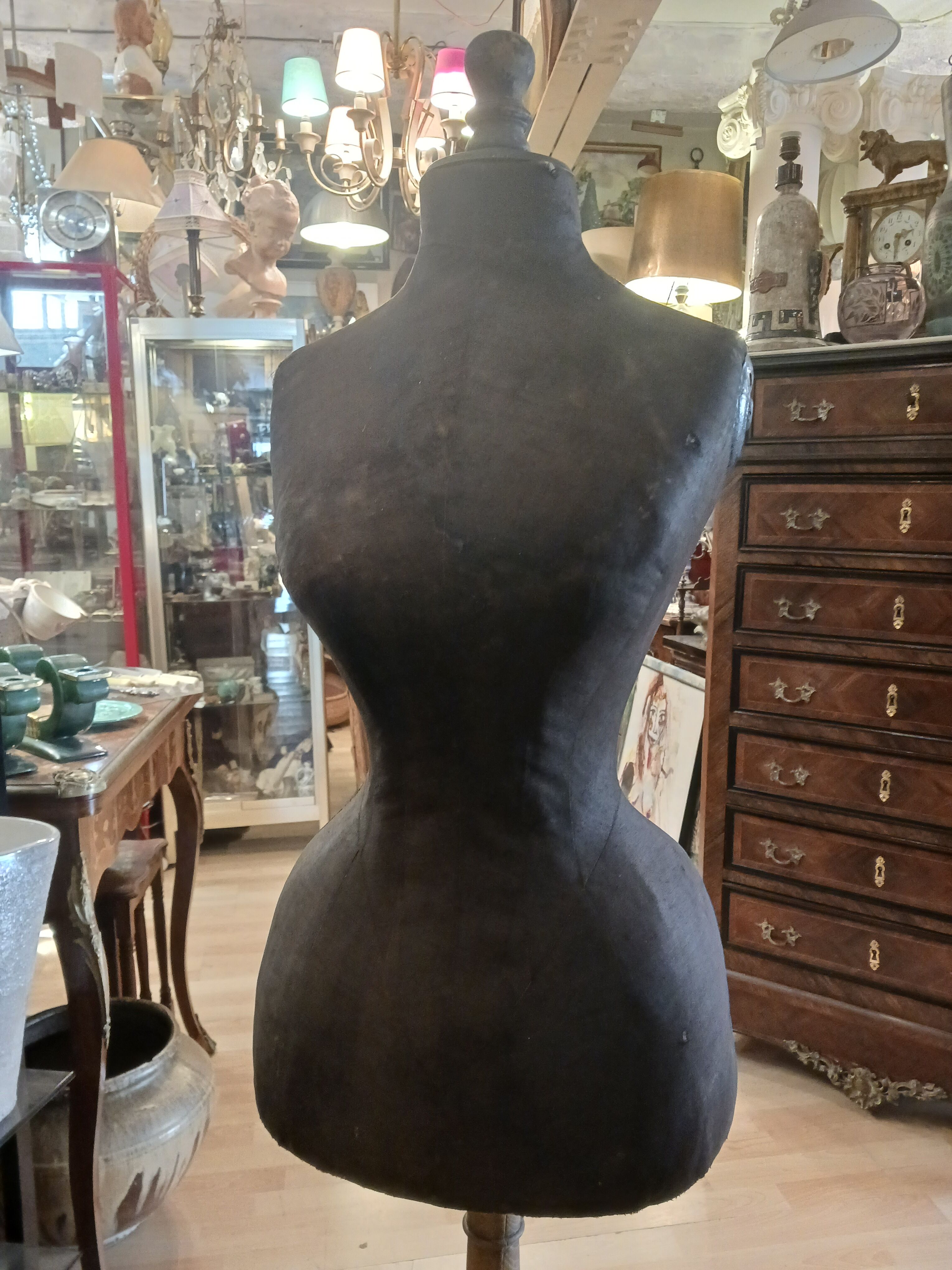 Antique sewing mannequin, wasp waist..