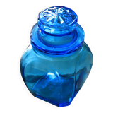 Blue glass jar with airtight lid