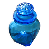Blue glass jar with airtight lid