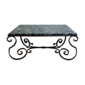 Wrought iron and marble coffee table