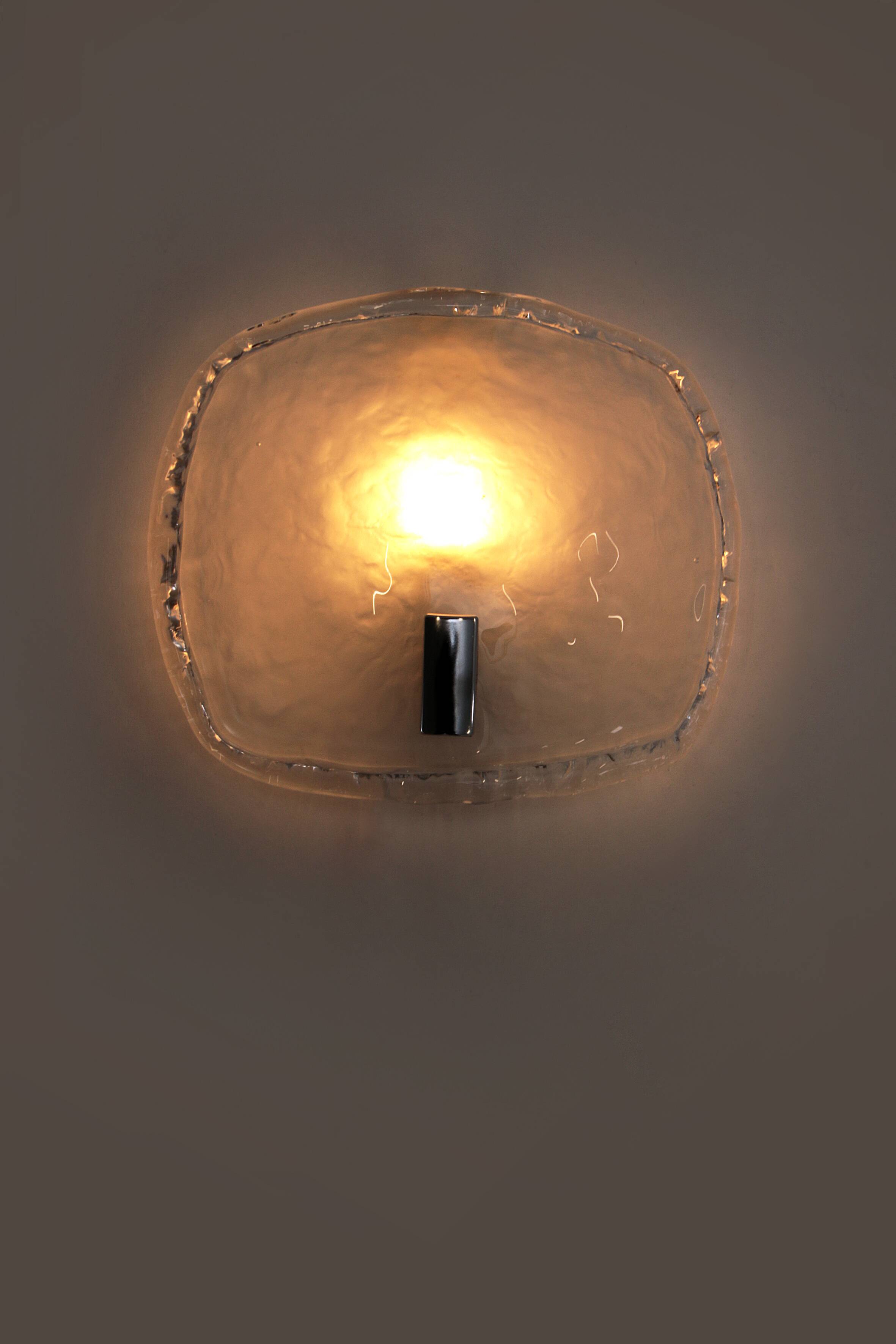 Vintage Murano wall lamp with satin glass, 1960 Italy.