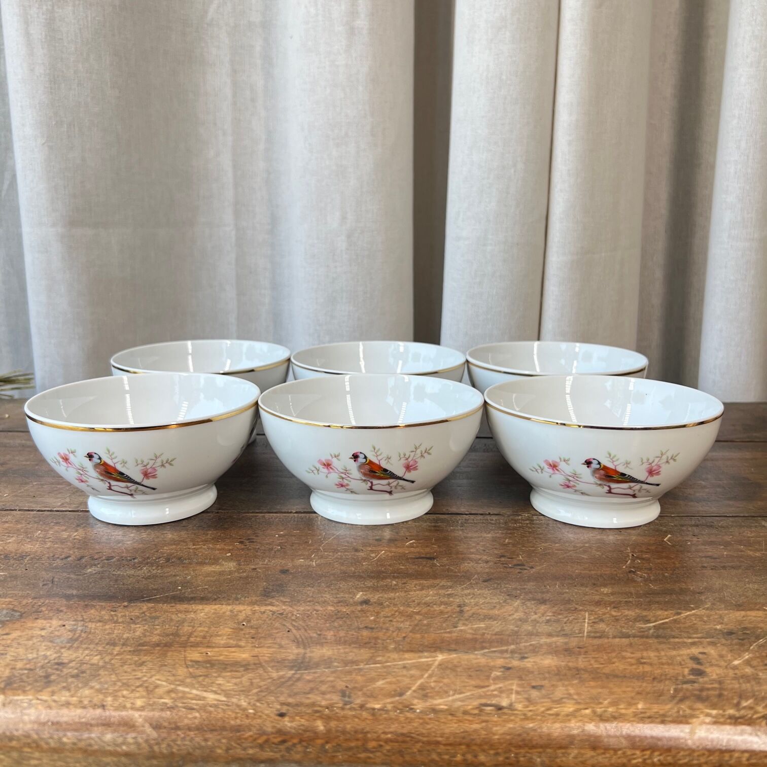 6 porcelain bowls "birds"