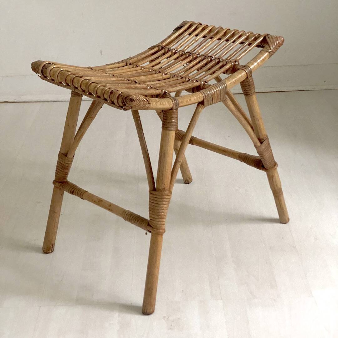 Vintage 60's rattan stool