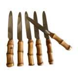 Set of 6 table knives 1960 Riviera bamboo handle