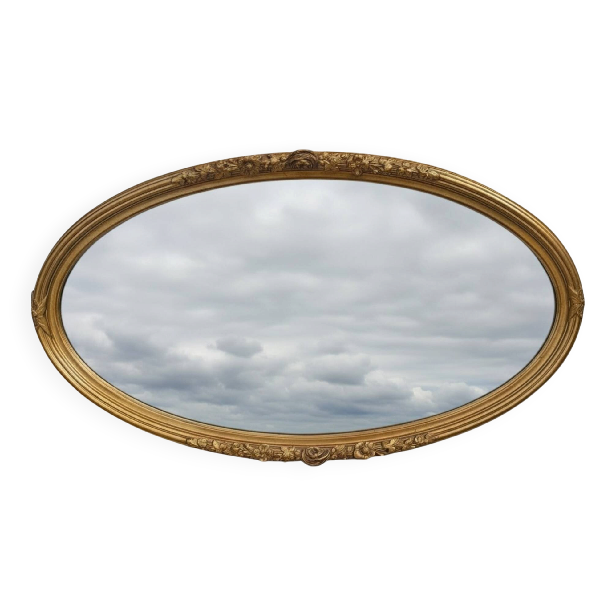 Miroir ovale en bois doré, style Louis XVI