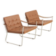 Paire de fauteuils de style safari avec accoudoirs en sangles de cuir, 1960