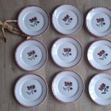 Set of 9 Badonviller flower dinner plates