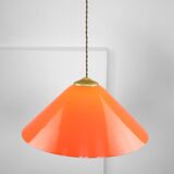 Mid-Century Modern Italian Orange Plexiglass and Brass Pendant Lamp, 1960s
