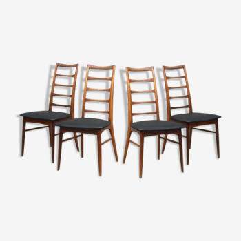 Ensemble de 4 chaises scandinaves modele Liz en palissandre par Niels Koefoed