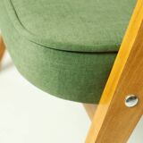 Modern fauteuil chêne clair vert forêt velvet 1962 design by Chierovski milieu de siècle