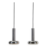 Space Age chrome pendant lamps / Mid-century modern design / 1960s / 1970s / Set of 2