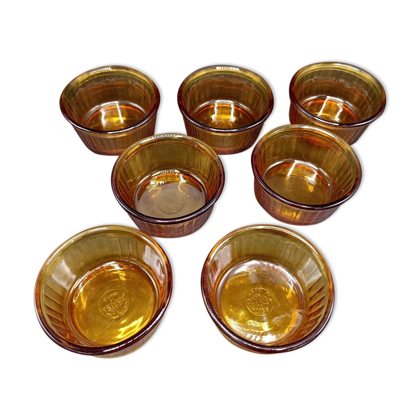 7 duralex amber glass ramekins