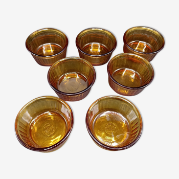 7 duralex amber glass ramekins